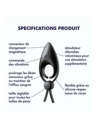 Cockring vibrant USB silicone réglable Sniper Satisfyer 