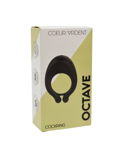 OCTAVE, Cockring Noir dans un silicone médical doux avec 1 mode de vibration 
