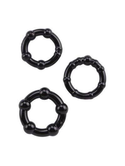 Pack 3 cockring noir avec billes 