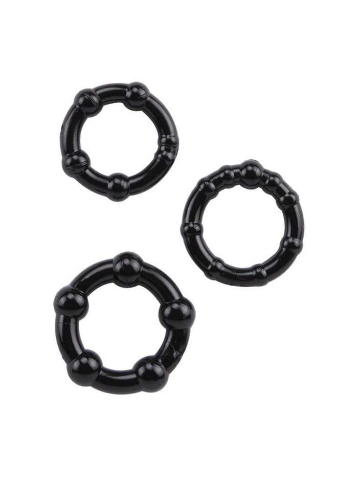 Pack 3 cockring noir avec billes 