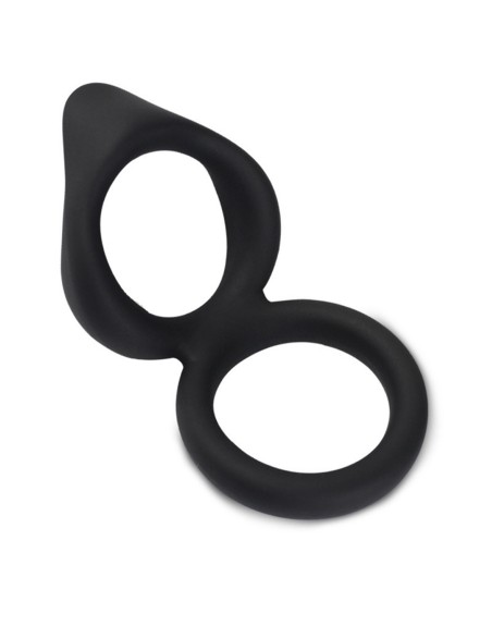 Double cockring noir en silicone 