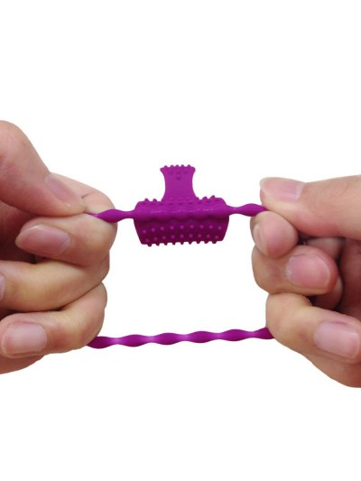 Anneau violet vibrant silicone avec langue picot 