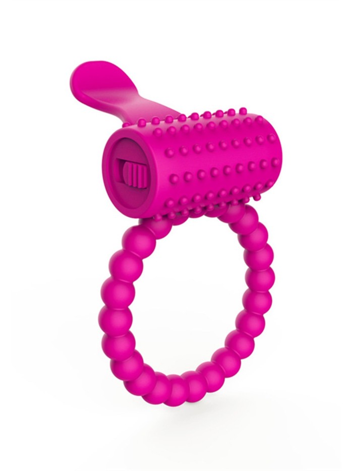 Anneau fuschia vibrant silicone avec langue picot 