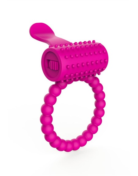 Anneau fuschia vibrant silicone avec langue picot 