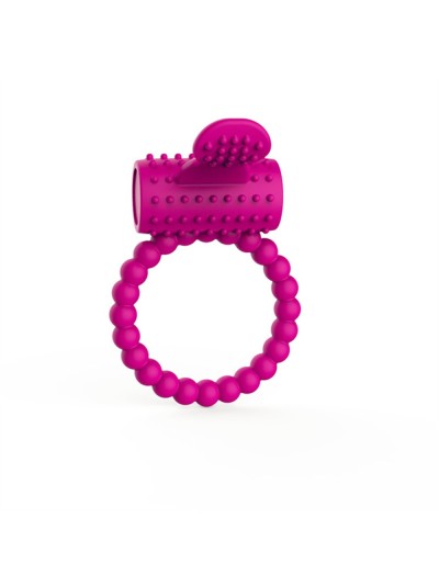 Anneau fuschia vibrant silicone avec langue picot 