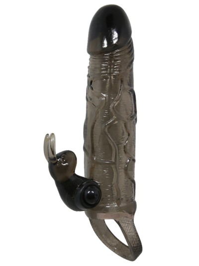 Gaine de pénis noire vibrante 