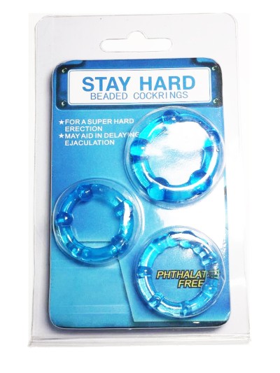 Pack 3 cockring bleus avec billes 