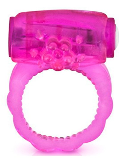 Cockring rose vibrant avec stimulation du clitoris 