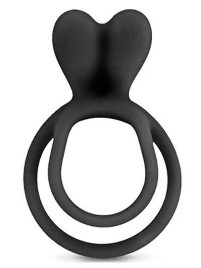 Double cockring noir avec stimulateur de clitoris 
