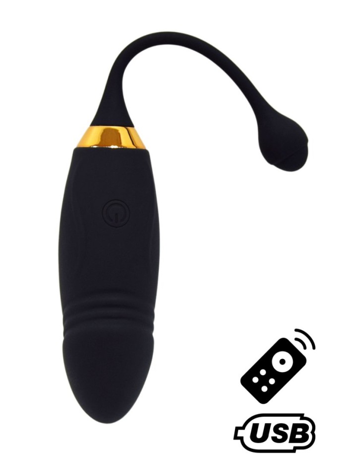 HAPPY, Un Œuf vibrant long USB avec télécommande, dans un silicone médical doux et lisse 