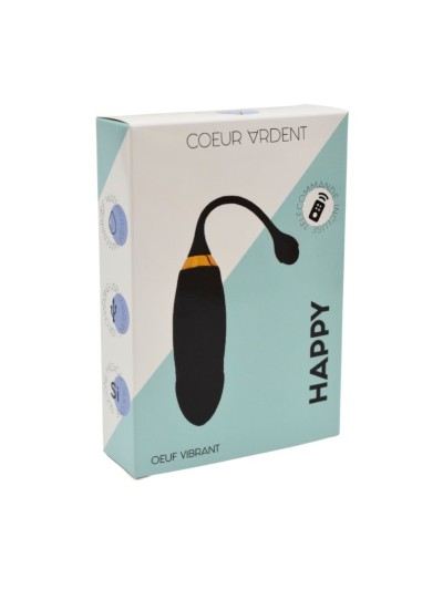 HAPPY, Un Œuf vibrant long USB avec télécommande, dans un silicone médical doux et lisse 