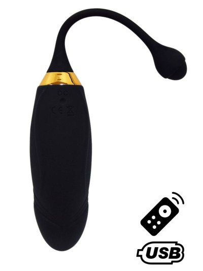 HAPPY, Un Œuf vibrant long USB avec télécommande, dans un silicone médical doux et lisse 