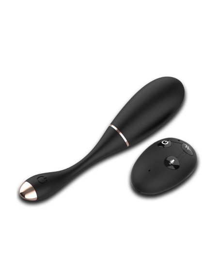 Œuf vibrant télécommandé USB noir avec option commande vocale LOLA-S 
