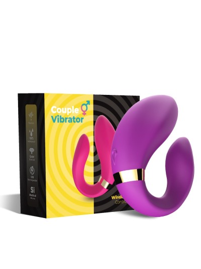 Vibromasseur forme U Violet pour couple avec double moteurs 