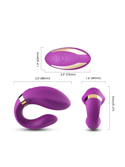 Vibromasseur forme U Violet pour couple avec double moteurs 
