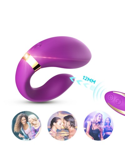 Vibromasseur forme U Violet pour couple avec double moteurs 