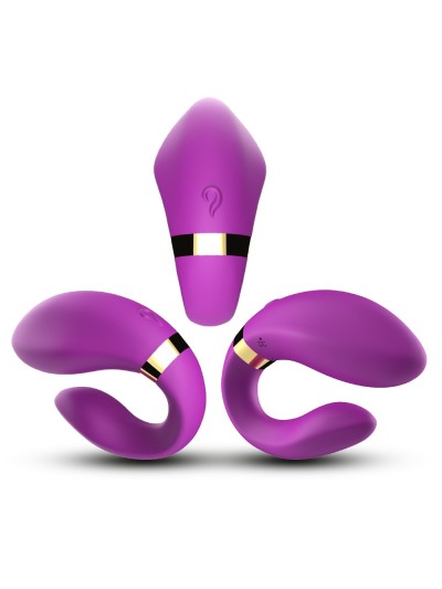 Vibromasseur forme U Violet pour couple avec double moteurs 