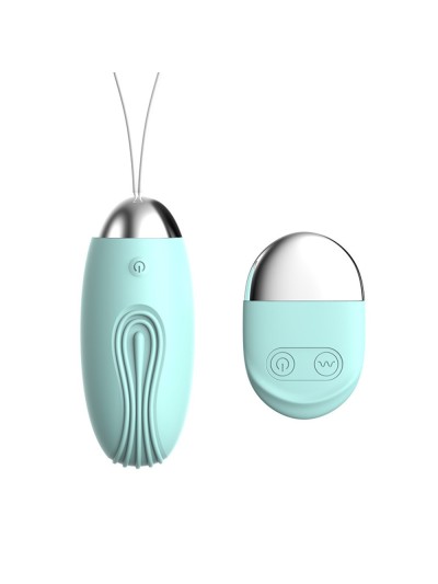 Oeuf vibrant rainuré turquoise USB avec télécommande 