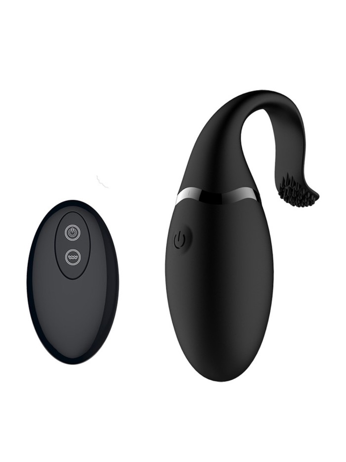 Œuf vibrant noir avec languette à picot pour stimuler le clitoris 