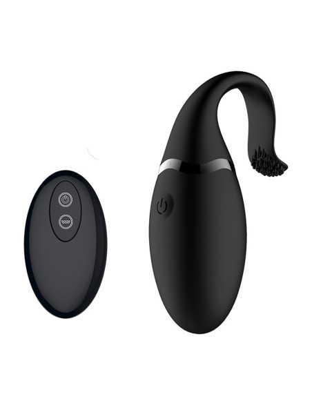 Œuf vibrant noir avec languette à picot pour stimuler le clitoris 