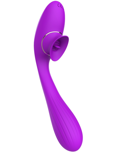 Stimulateur Clitoridien avec langue  Vibromasseur Point G 2-en-1 DISA Violet Cœur Ardent 