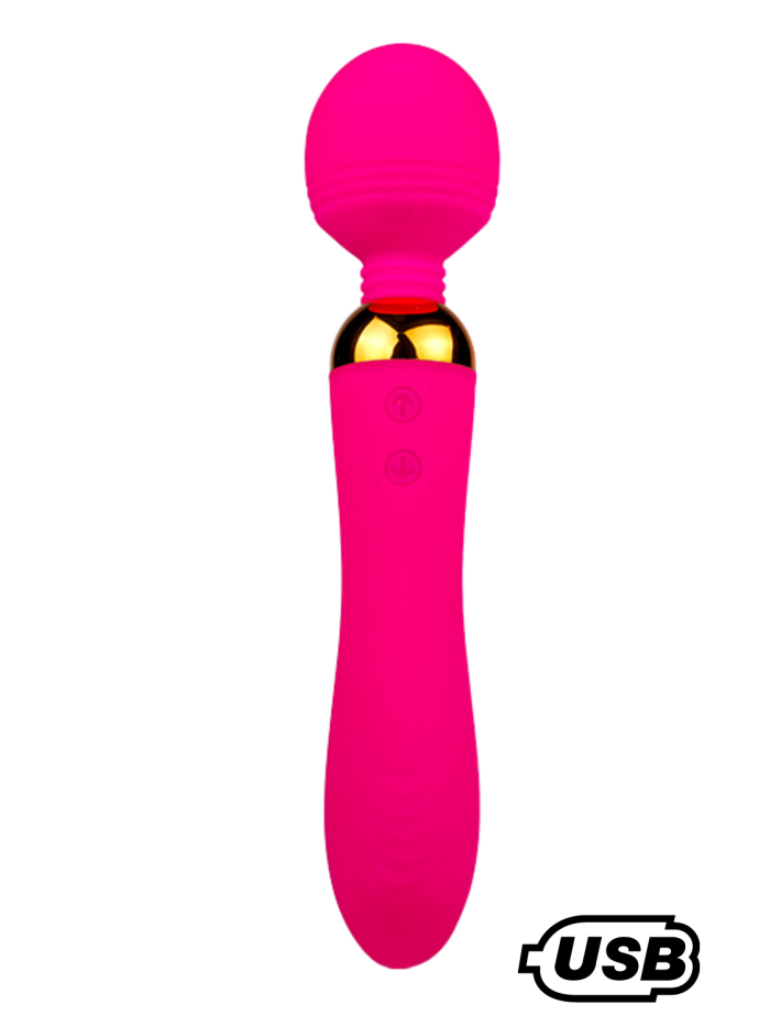 SHAKE Rose, Vibromasseur Wand USB en silicone médical avec 2 puissants moteurs indépendants 
