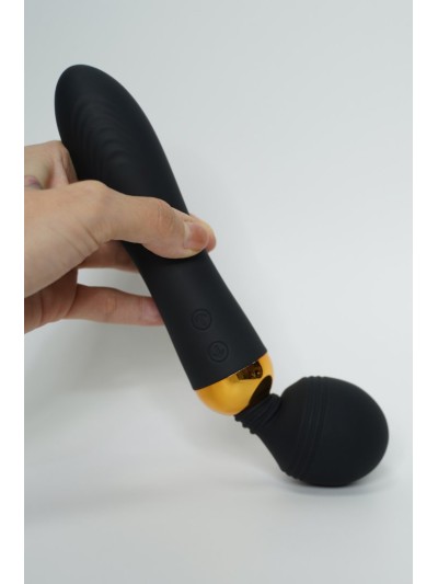 SHAKE Noir, Vibromasseur Wand USB en silicone médical avec 2 puissants moteurs indépendants 
