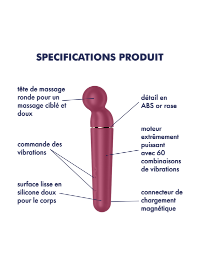 Vibromasseur wand rouge USB 60 vibrations Planet Wand-er Satisfyer 