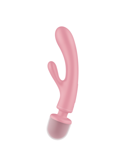 2 en 1 Vibromasseur rabbit et wand rose USB Triple Lover Satisfyer 