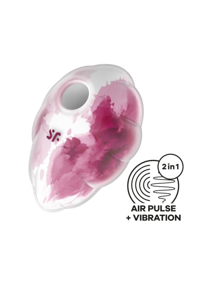 Stimulateur clitoridien par onde de pression sans contact et par vibration USB rose et blanc, Cloud Dancer Satisfyer 