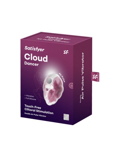 Stimulateur clitoridien par onde de pression sans contact et par vibration USB rose et blanc, Cloud Dancer Satisfyer 
