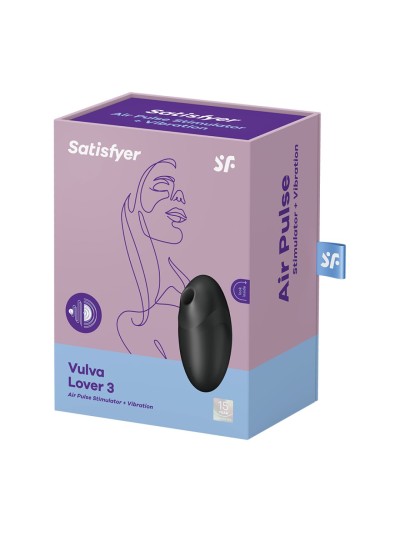 Stimulateur clitoridien par air pulsé et vibration noir USB Vulva Lover 3 Satisfyer 