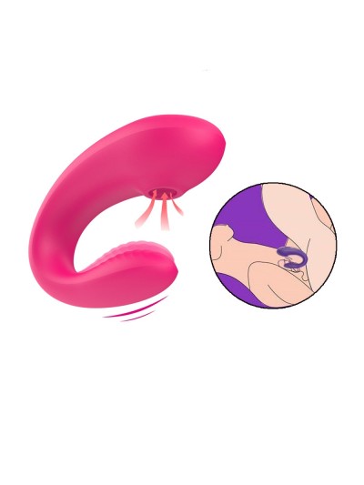 Vibromasseur de couple rose, USB avec 2 moteurs pour stimulation Point G et clitoridienne avec télécommande 