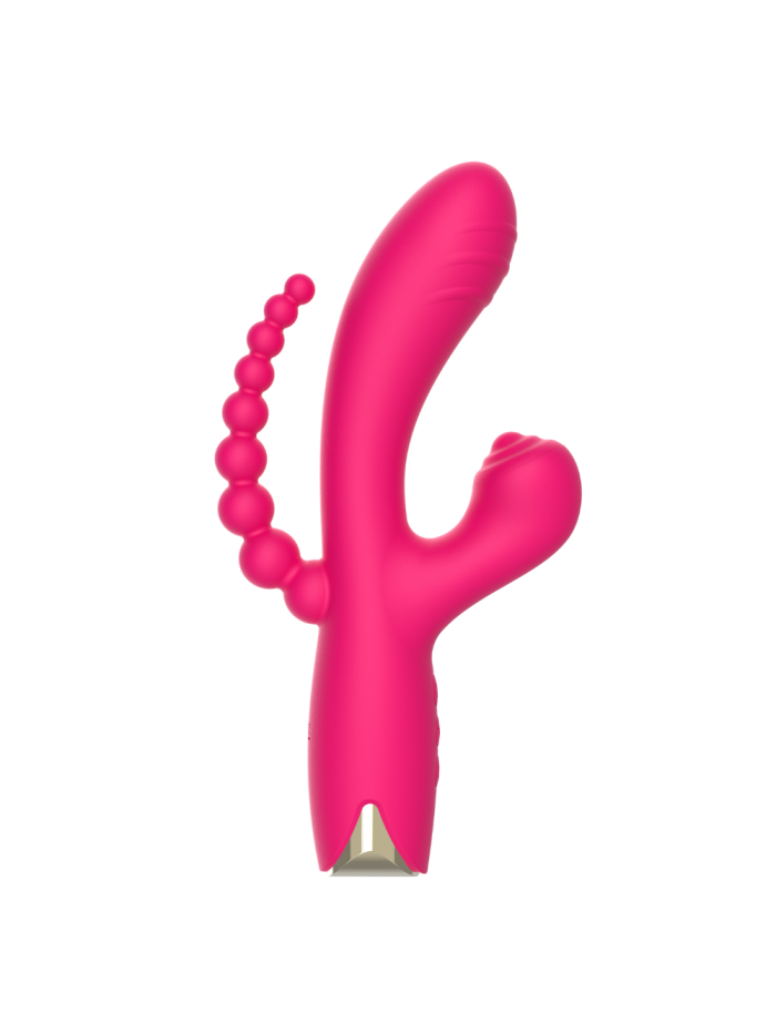 Vibromasseur triple stimulation USB rose Snappy Bunny 
