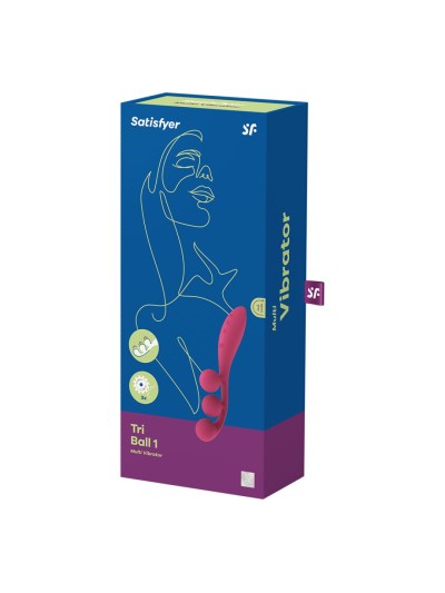 Vibromasseur triple stimulation flexible, anal, vaginale, clitoridienne Tri Ball rouge USB Satisfyer 