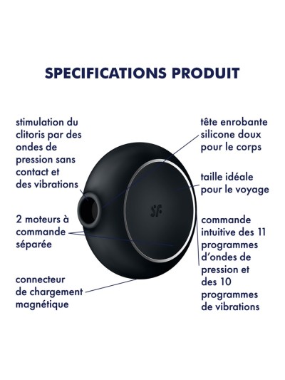 Stimulateur clitoridien par air pulsé et vibration USB Pro To Go 3 Satisfyer 