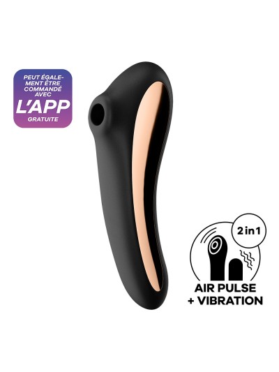 2 en 1 Stimulateur de clitoris et vibromasseur connecté USB noir Dual Kiss Satisfyer 