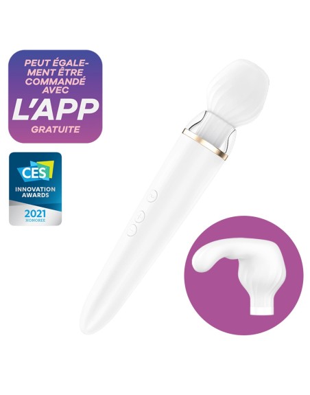 Double wand blanc connecté USB Double Wand-er Satisfyer 