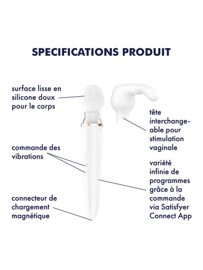 Double wand blanc connecté USB Double Wand-er Satisfyer 