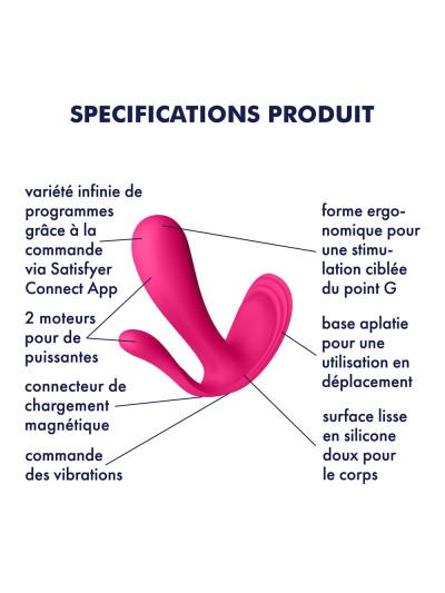 3 en 1 Vibromasseurs et stimulateur clitoridien rose connecté Top Secret  Satisfyer 