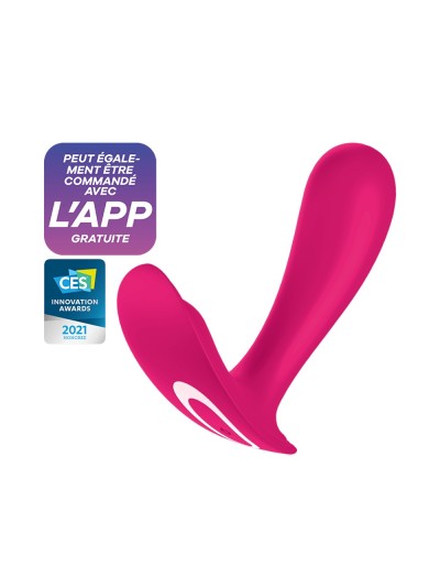 2 en 1 Vibromasseur et stimulateur clitoridien rose connecté Top Secret Satisfyer 