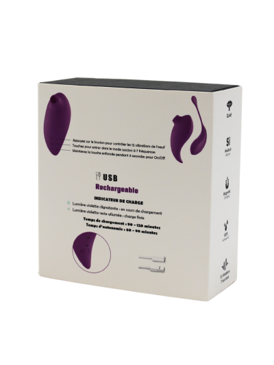 2en1 Stimulateur clitoridien à picots par aspiration avec son œuf vibrant à distance violet 