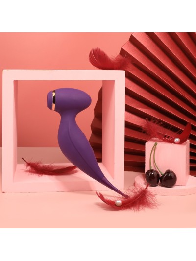Oiseau du Paradis - Vibromasseur 2 en 1 avec vibration clitoridienne par membrane et embout stimulateur violet 
