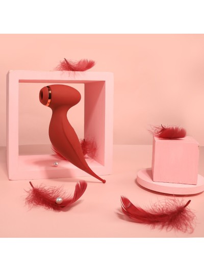 Oiseau du Paradis - Vibromasseur 2 en 1 avec vibration clitoridienne par membrane et embout stimulateur rouge 