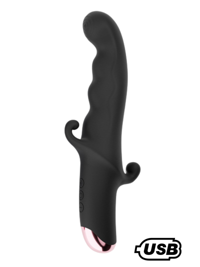 BLACK KNIGHT, Vibromasseur Point G USB en silicone médical doux, doté de 10 modes de vibration 