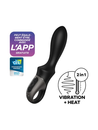 Vibromasseur noir USB, chauffant et connecté Heat Climax Satisfyer 