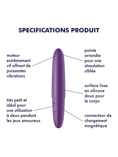 Vibromasseur violet USB Ultra Power Bullet 6 Satisfyer 