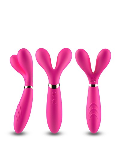 Vibromasseur Wand  rose en forme de Y avec 3 moteurs 