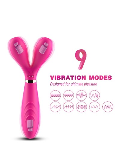 Vibromasseur Wand  rose en forme de Y avec 3 moteurs 