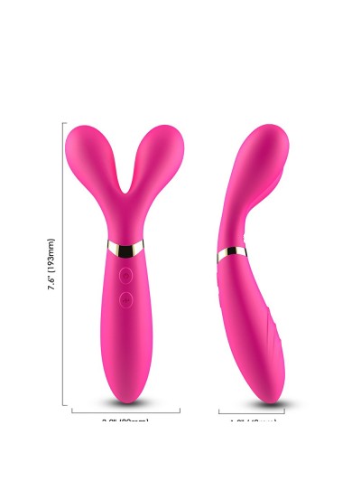 Vibromasseur Wand  rose en forme de Y avec 3 moteurs 